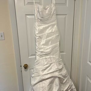 David’s Bridal Allover Draped Taffeta Wedding Dress